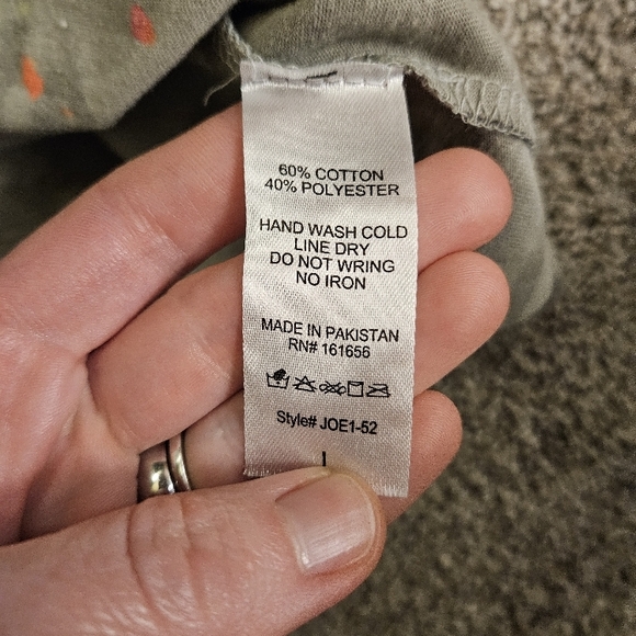 Paint Spattered Camo V Neck Shirt by Like Love. Size Large - Picture 4 of 6